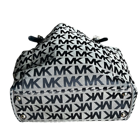 Michael Kors Signature Classic Monogram MK Tote Purse Black w/Matching Wallet - Picture 6 of 9